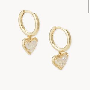 Ari Heart Gold Huggie Earrings in Iridescent Drusy